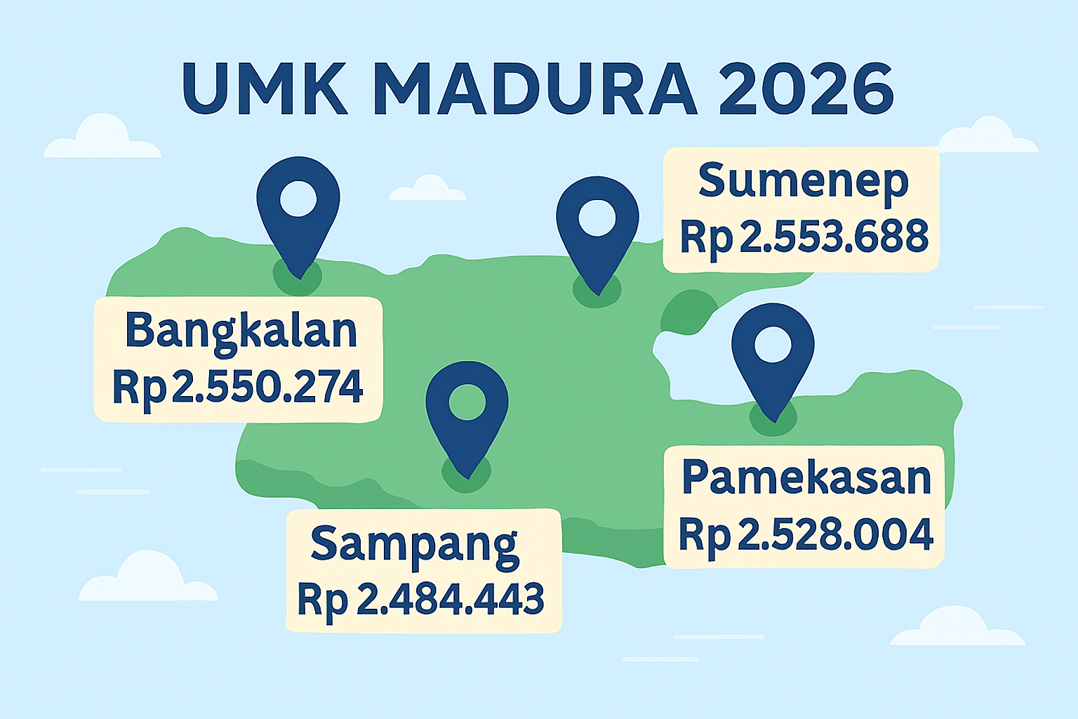 Ilustrasi UMK Empat Kabupaten di Madura 2026.