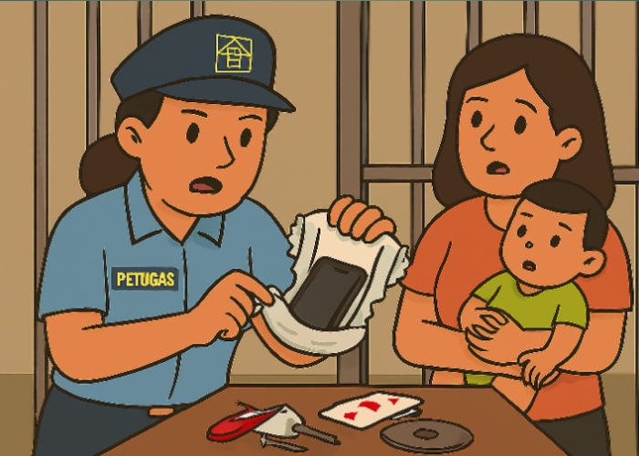 Ilustrasi modus penyelundupan HP ke Lapas Kelas IIA Pamekasan.