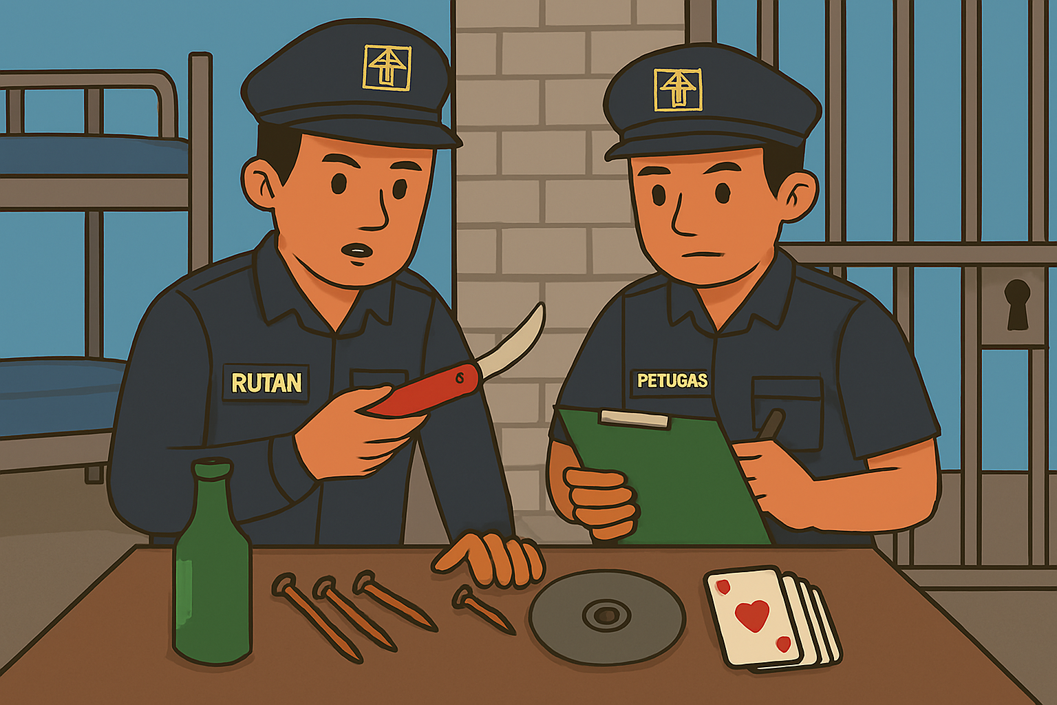 Ilustrasi petugas rutan Bangkalan razia hunian blok para tahanan.