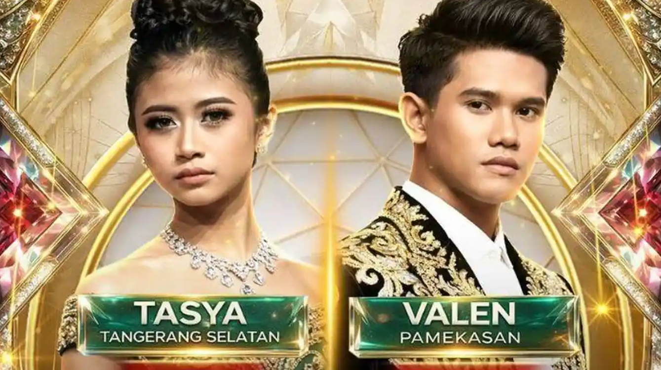 Tasya dan Valen, dua peserta yang memperebutkan gelar juara D Academy 7 pada malam Grand Final terakhir atau Konser Kemenangan, Jumat (26/12/2025).