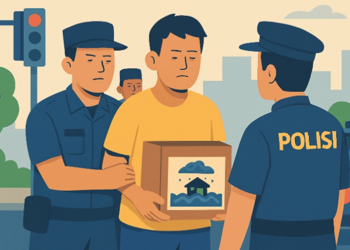 Ilustrasi pria di Bangkalan diamankan satpolpp usai kedapatan menggalang dana palsu untuk korban bencana Sumatera.
