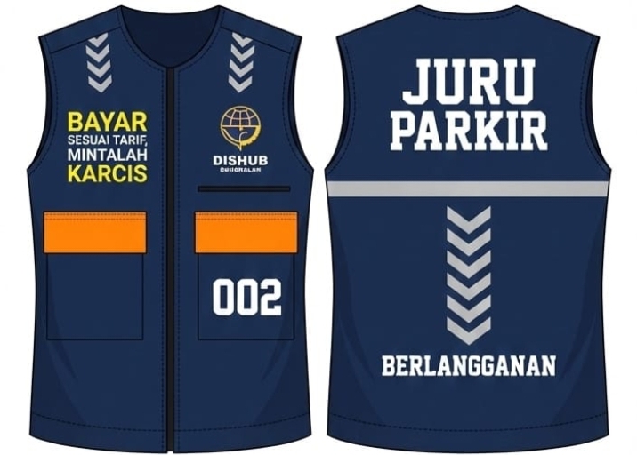 Tampilan Jaket Juru Parkir berlangganan di Bangkalan.
