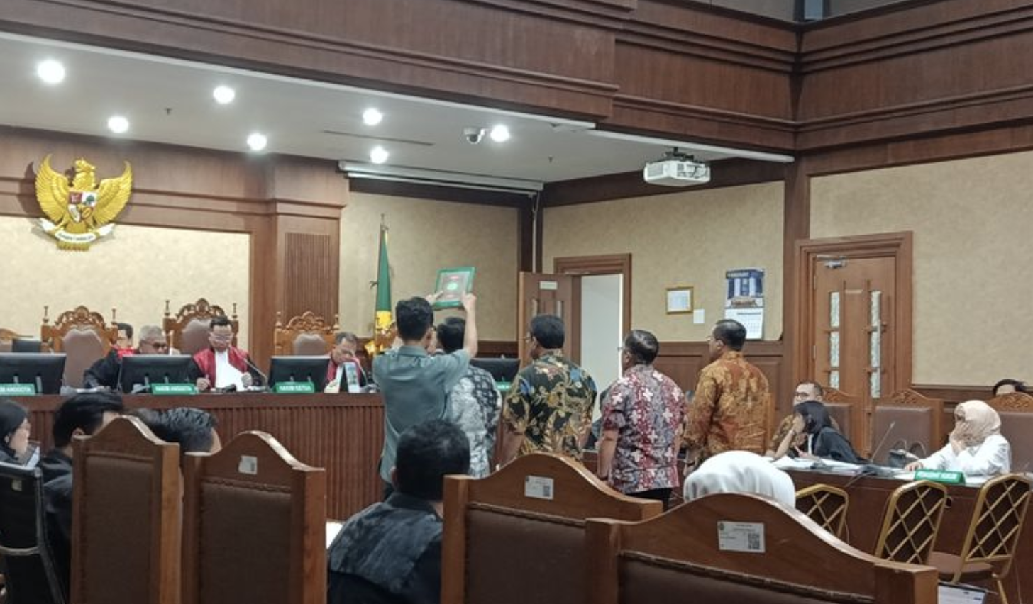 Sidang lanjutan kasus korupsi pengadaan laptop berbasis Chromebook untuk terdakwa eks Konsultan Teknologi Kemendikbudristek Ibrahim Arief dkk di Pengadilan Tipikor Jakarta, Selasa (6/1/2026)()