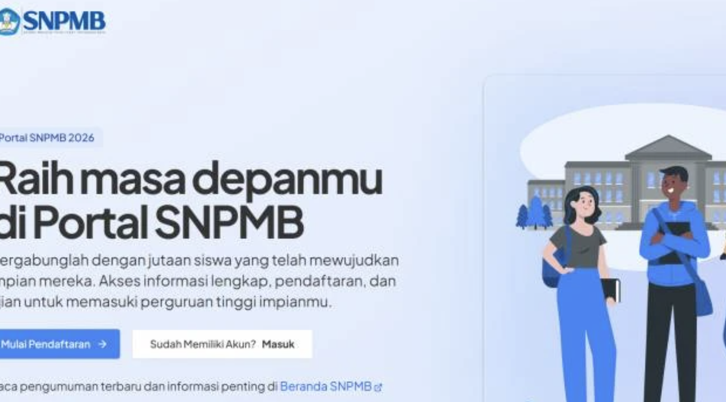 Cara registrasi akun SPNMB siswa 2026 untuk siswa (Sumber: Portal SNPMB)