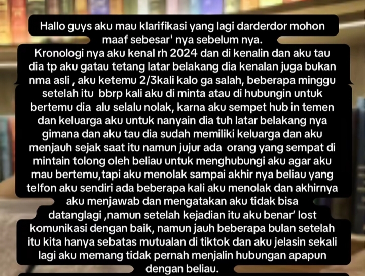 Klarifikasi dari perempuan yang diduga ada dalam video viral Ricky Harun.