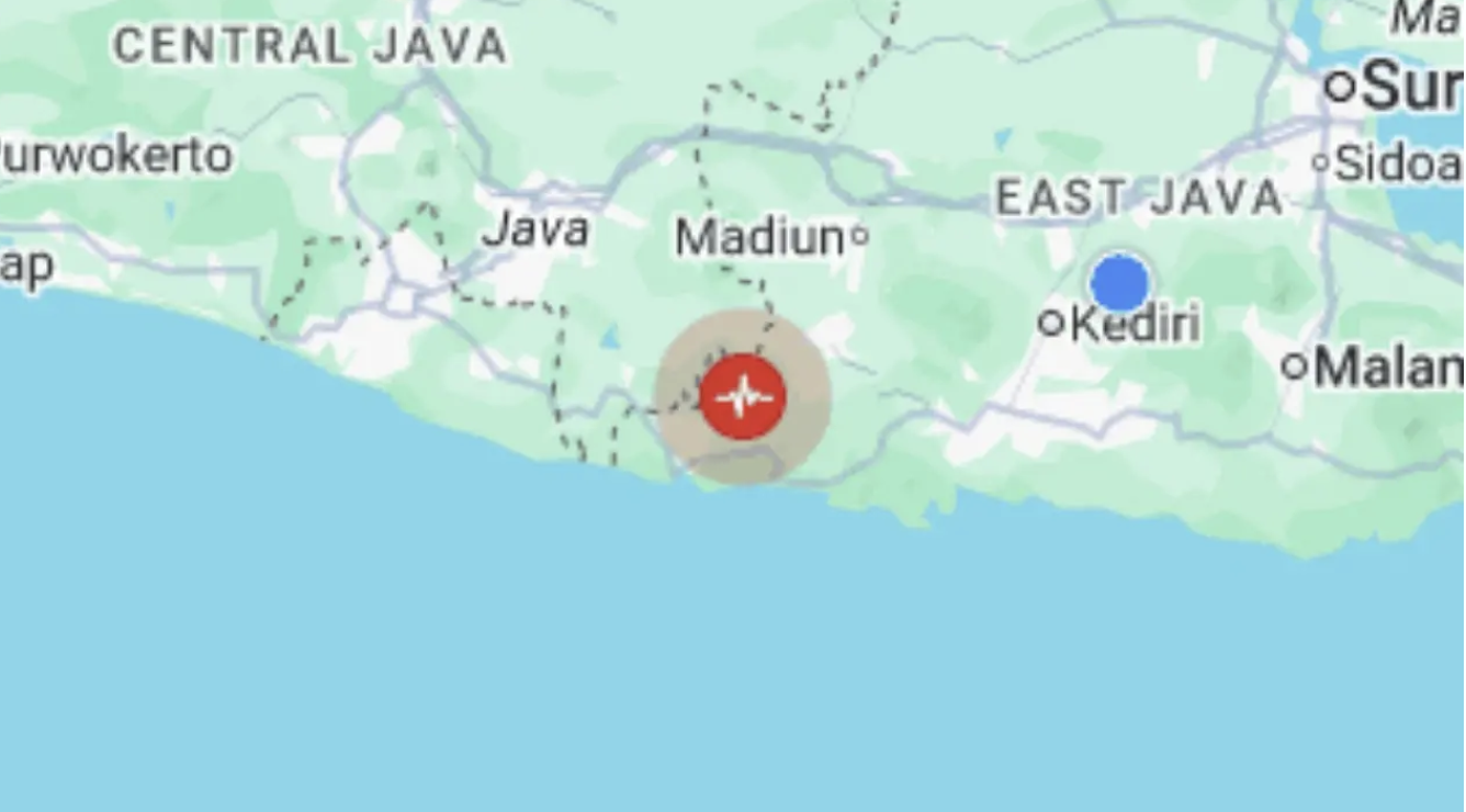 titik gempa di Pacitan Hari Ini. Foto: Earthquake.usgs.gov
