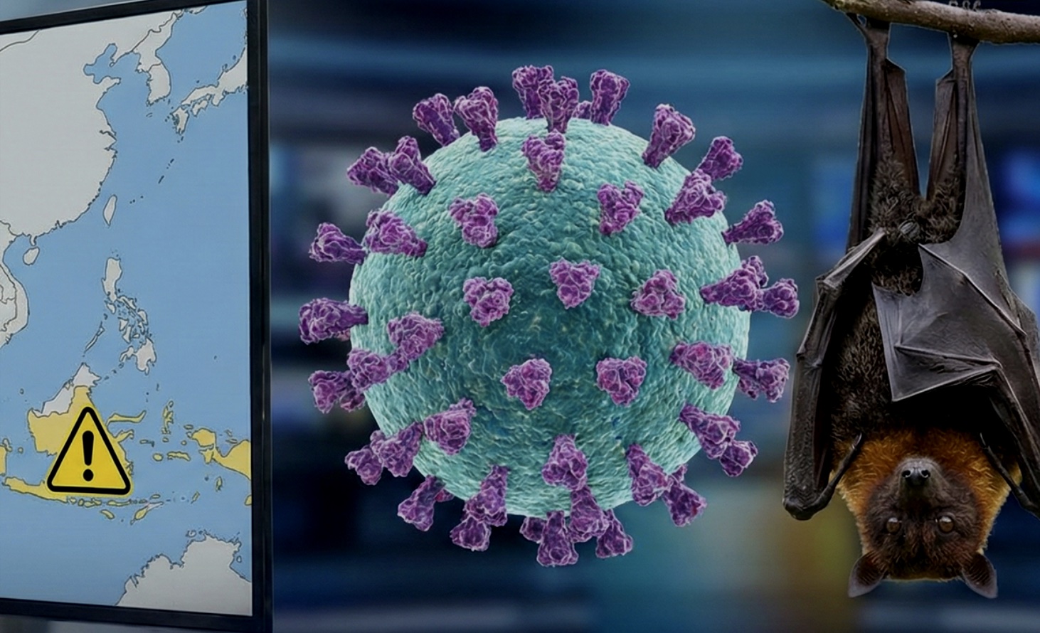 Ilustrasi virus Nipah. Indonesia belum mencatat kasus virus Nipah pada manusia, namun IDAI mengingatkan kewaspadaan tetap penting di tengah sorotan global.(Google Gemini AI)