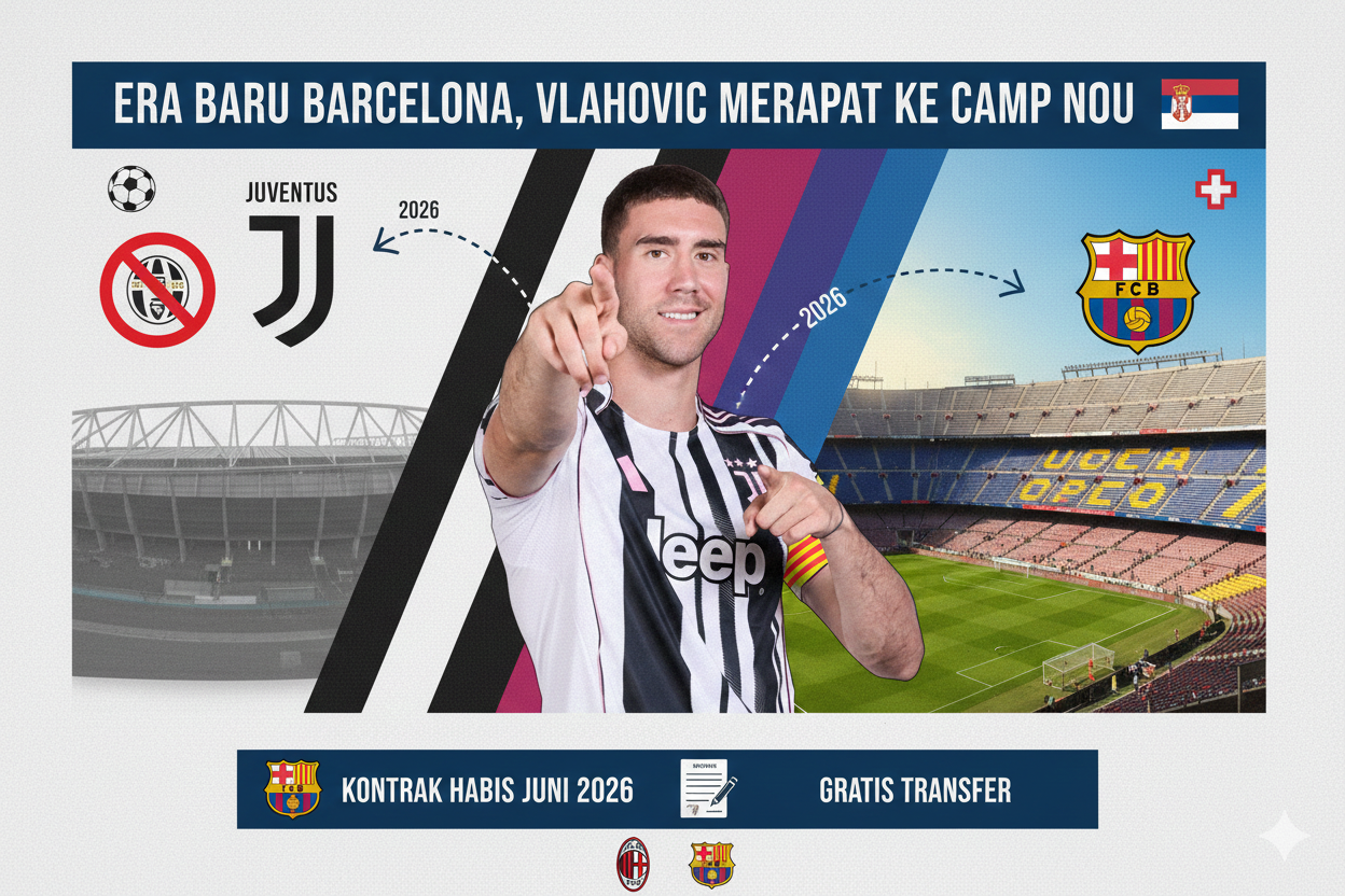 Dusan Vlahovic disebut akan bergabung ke Barcelona.