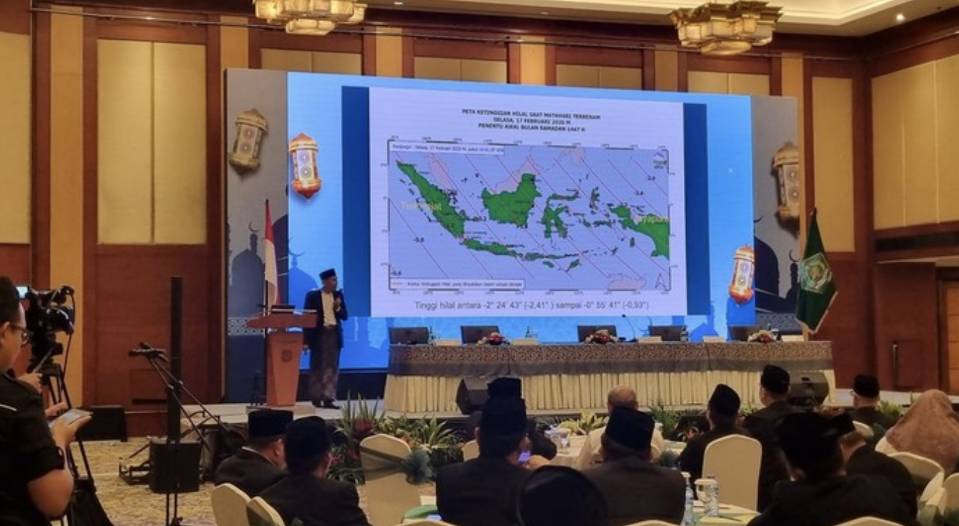 Pemaparan posisi hilal di Kemenag (Taufiq/detikcom)