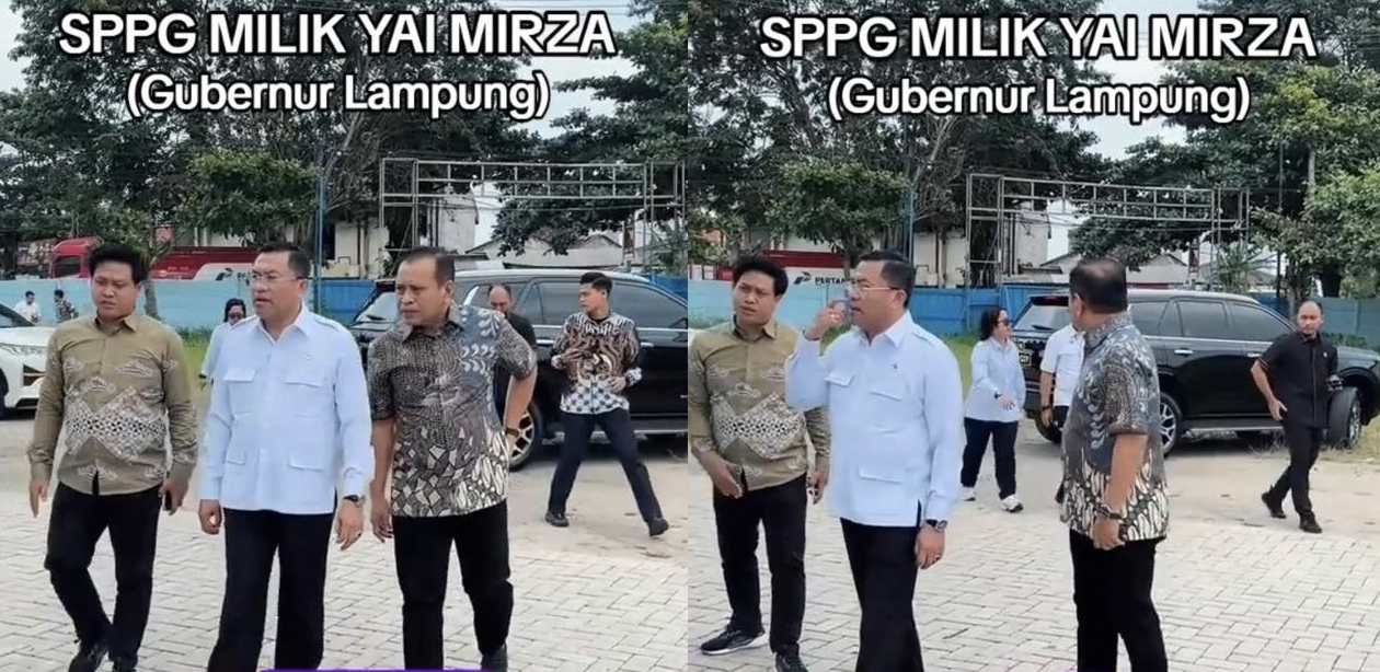 Tangkapan layar rekaman video viral kunjungan Wakil Kepala Bidang Operasional BGN, Sony Sonjaya ke SPPG yang dibantah bukan milik Gubernur, Rahmat Mirzani. (istimewa)