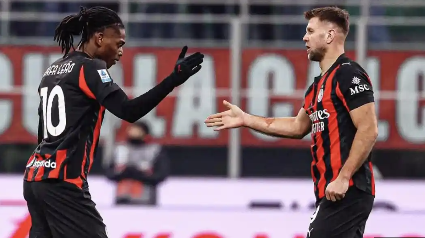 &bull; Pemain AC Milan saat melawan Genoa dalam Serie A Liga Italia musim 25/26 pada Jumat (9/1/2026).