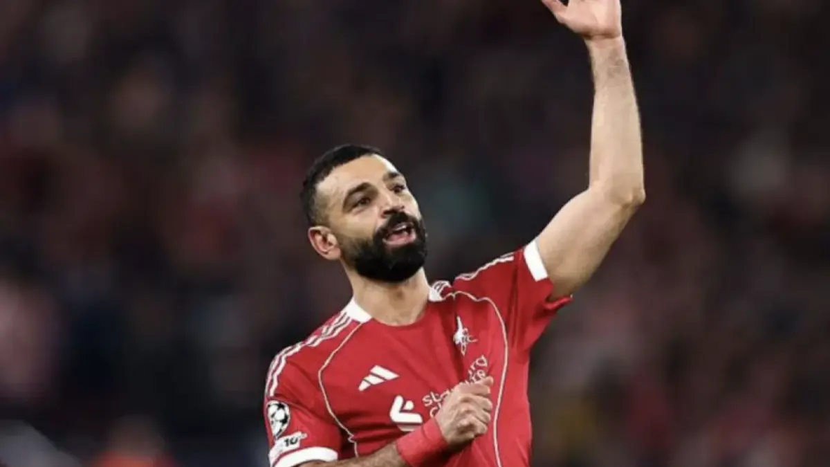 Penyerang sayap Liverpool Mohamed Salah merayakan keberhasilannya mencetak gol ke gawang
Galatasaray pada pertandingan leg kedua babak 16 besar Liga Champions di Stadion Anfiela,
Liverpool, Rabu (18/3/2026) waktu setempat. (uefa.com)