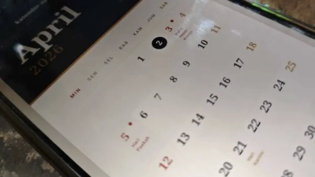 Ilustrasi kalender April 2026. (Sumber: KompasTV/Rizky L. Pratama)