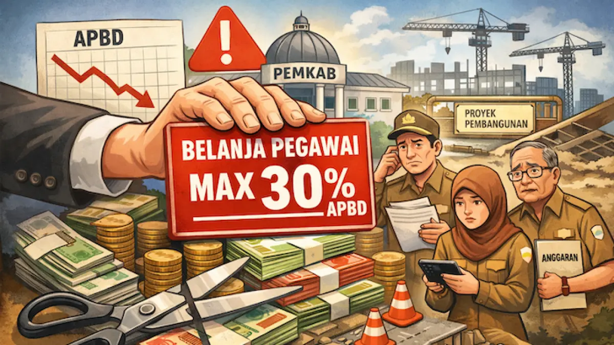 Ilustrasi pemangkasan belanja pegawai. AI