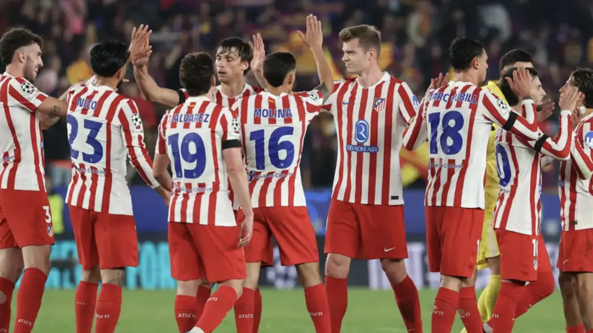 Pemain Atletico Madrid saat merayakan kemenangan.