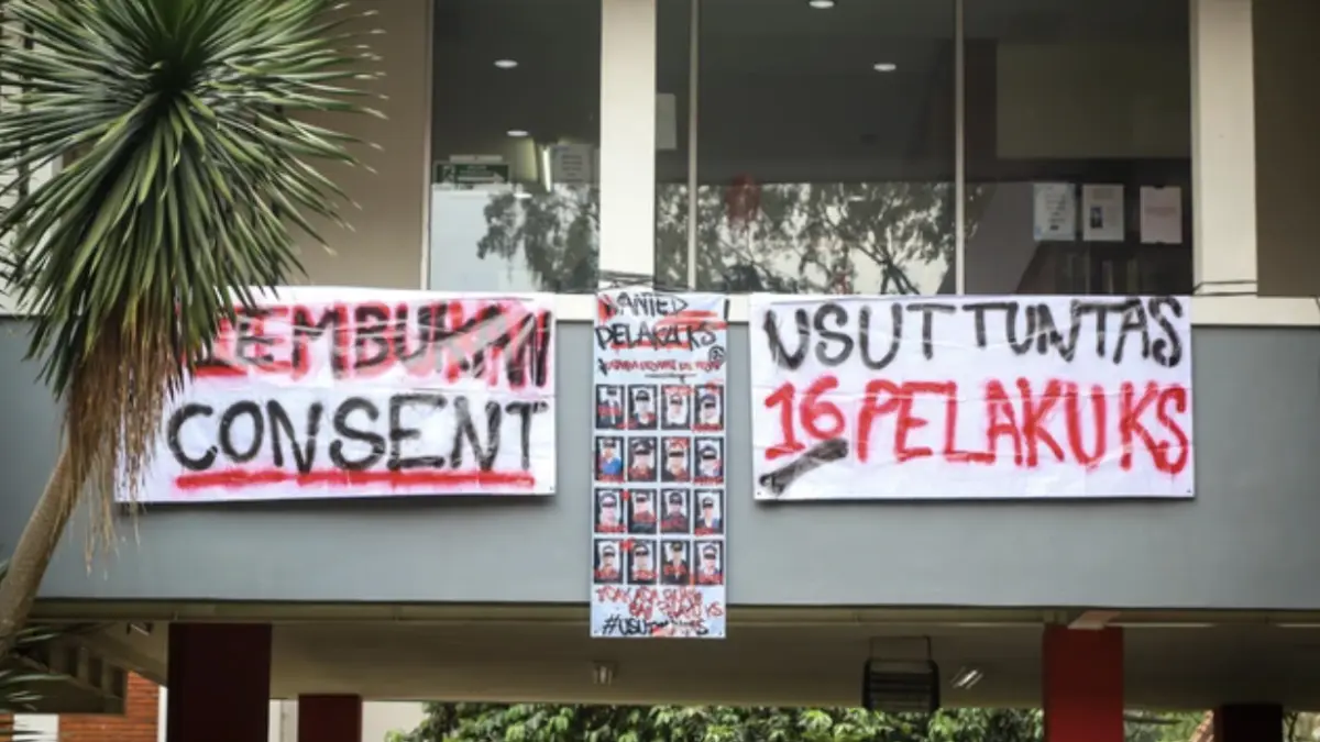 Kondisi setelah kasus kekerasan seksual (KS) di lingkungan Fakultas Hukum Universitas Indonesia,
Depok, Jawa Barat, Selasa (14/4/2026). Foto: Iqbal Firdaus/kumparan