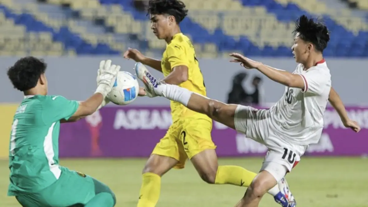 Pertandingan Timnas Indonesia U-17 vs Malaysia U-17 di Piala AFF U-17 2026. (ANTARA FOTO/Rizal Hanafi)