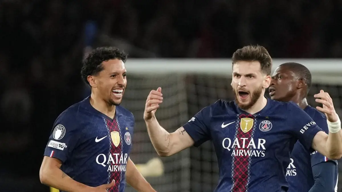 Selebrasi Khvicha Kvaratskhelia dalam laga PSG vs Bayern Munchen di leg pertama semifinal Liga Champions
2025/2026, Rabu (29/4/2026). (AP Photo/Aurelien Morissard)