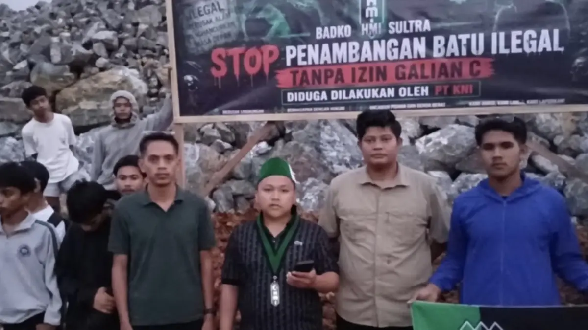 Dugaan Galian C Ilegal, Badko HMI Sultra Protes Aktivitas PT KNI di Kolaka.