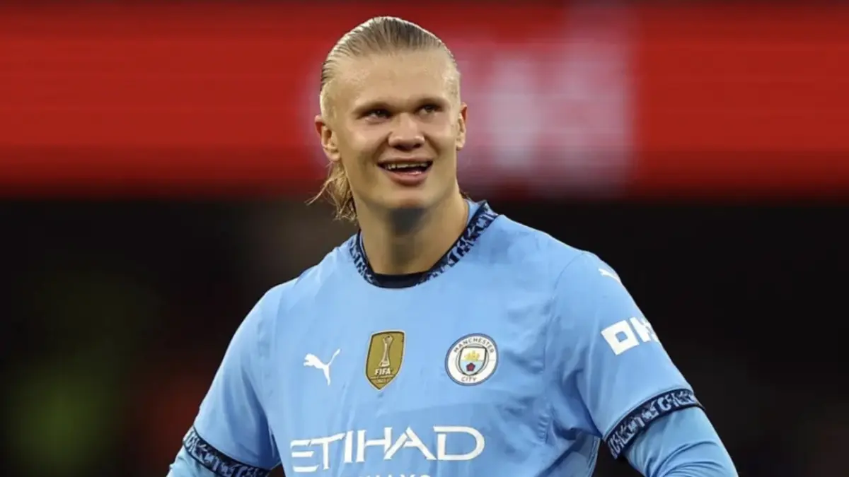 Erling Haaland mencetak 1 dari 3 gol kemenangan Manchester City atas Brentford dalam Liga Inggris, Minggu (10/2026)
dinihari. (X Mancity)