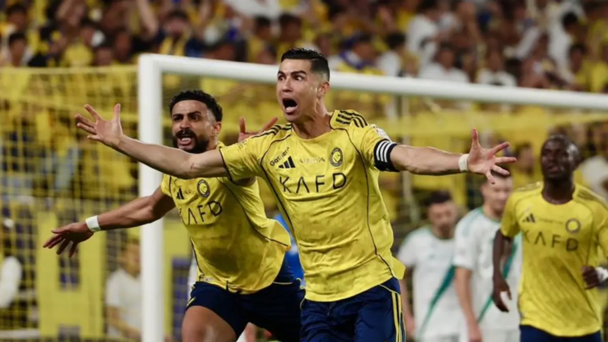 Cristiano Ronaldo merayakan gol bagi Al Nassr ke gawang Al Ahli pada laga lanjutan Liga Pro ARab Saudi, Kamis (30/4/2026) dini hari WIB.
(X/CRISTIANO RONALDO)