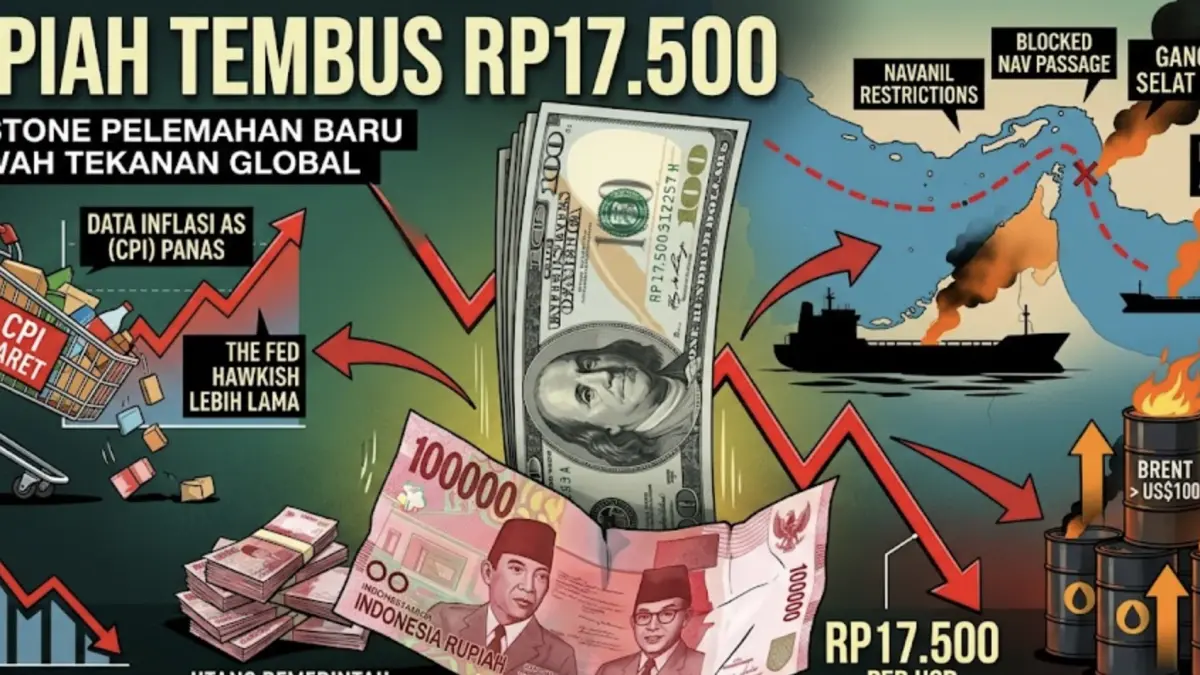 Kurs Rupiah Melemah ke Rp17.495, Pasar Cemas Konflik Hormuz dan Inflasi AS