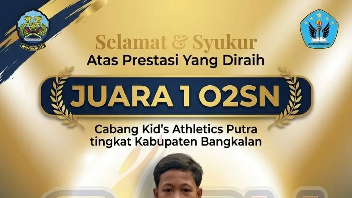 BERPRESTASI: Rafli Maulana Akbar, siswa SDN Banyubunih 1, Kecamatan Galis, Bangkalan, yang meraih juara I O2SN Cabang Kids Atletik Putra Tingkat Kabupaten Bangkalan. SDN BANYUBUNIH 1 UNTUK RADARBANGKALAN.ID 
