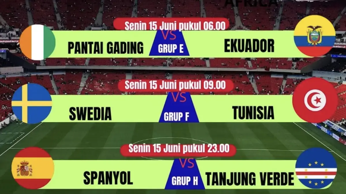 Update Jadwal Fase Grup Piala Dunia 2026 Senin 15 Juni: Cek Jadwal Lengkapnya