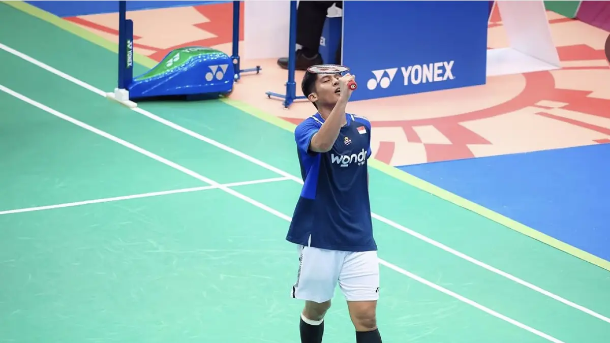 BERKOMPETISI: Ubaid saat berkompetisi pada kejuaraan Australian Open 2026, Senin (14/6) di Australia.&nbsp;BADMINTON INA