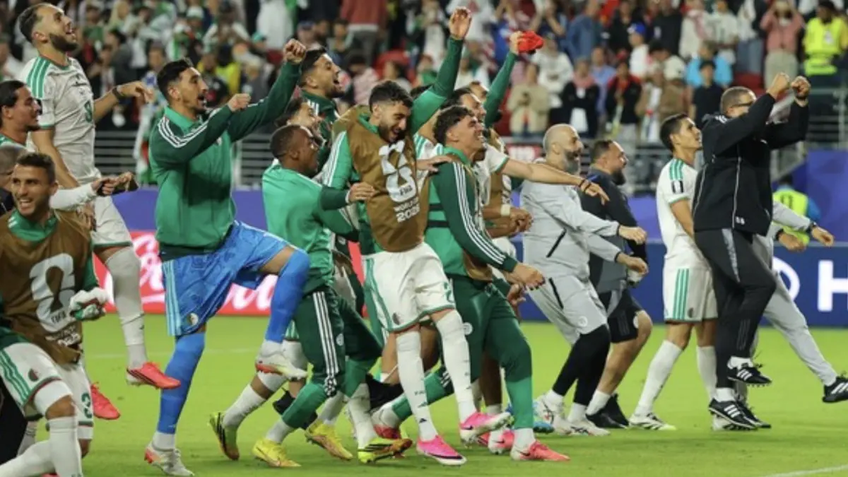 Aljazair meraih kemenangan dramatis 2-1 atas Yordania di Piala Dunia 2026. (REUTERS/Carlos Barria)