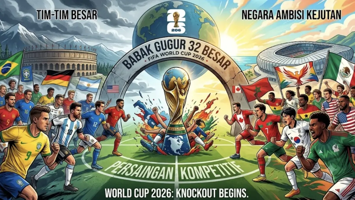 Babak 32 Besar Piala Dunia 2026 Dimulai, Ini Tim-Tim yang Diprediksi Melaju ke Fase Berikutnya. (Foto: Gemini Ai)