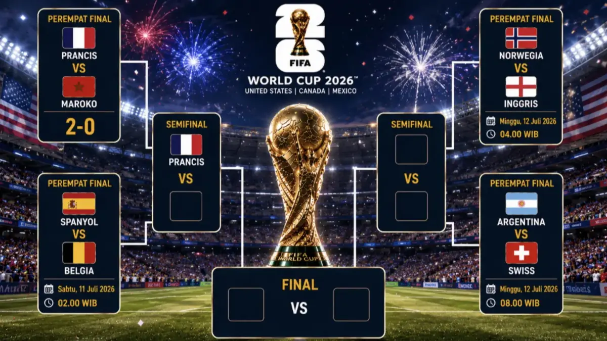 Prancis ke Semifinal Piala Dunia 2026, Tantang Pemenang Spanyol vs Belgia
