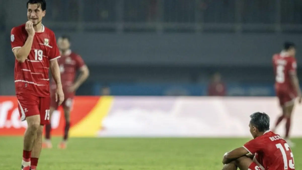 Timnas Indonesia tidak lolos ke babak semifinal Piala AFF 2026 usai ditahan Singapura. (ANTARA FOTO/Bayu Pratama S)