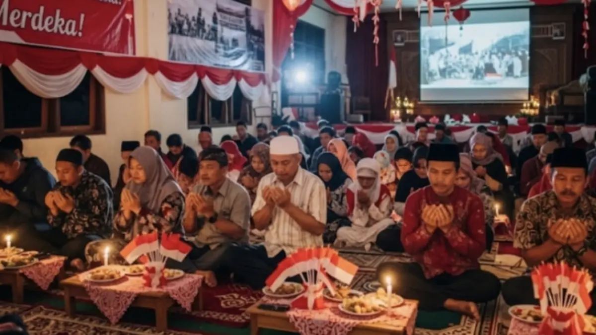 Ilustrasi malam tirakatan 17 Agustus [Dibuat dengan Gemini]