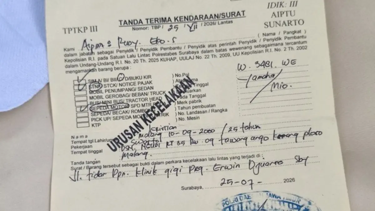 Biaya 1 juta untuk urus surat pengeluaran kendaraan sepeda motor di Satlantas Colombo, Surabaya (Foto: Istimewa)