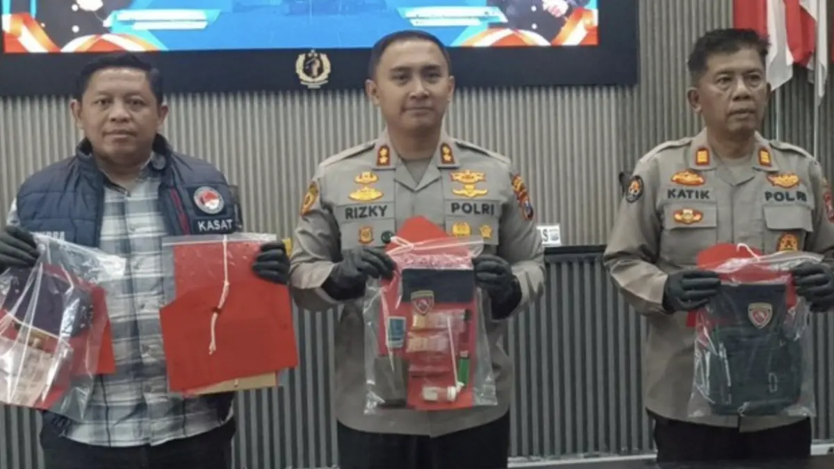 Konferensi pers soal Operasi Tumpas Nakoba di Polres Trenggalek. (Foto: Adhar Muttaqin/detikJatim)