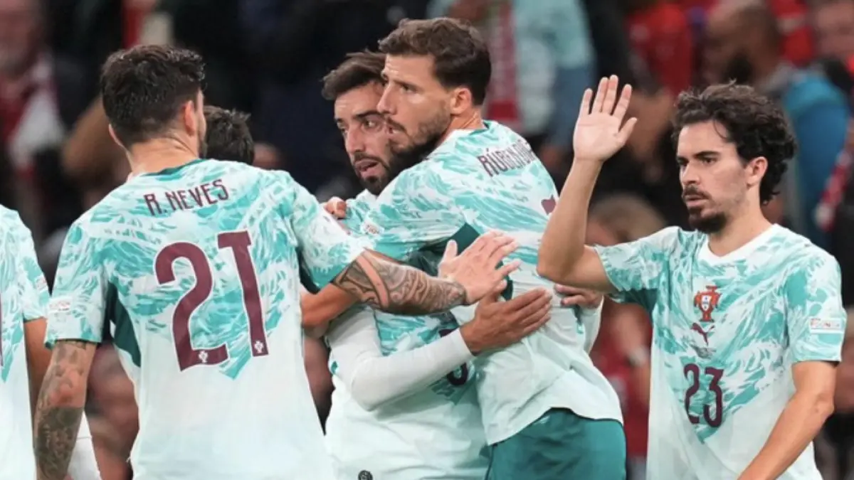 Portugal mengalahkan tuan rumah Denmark 4-2 di UEFA Nations League. (Foto: via REUTERS/Liselotte Sabroe)