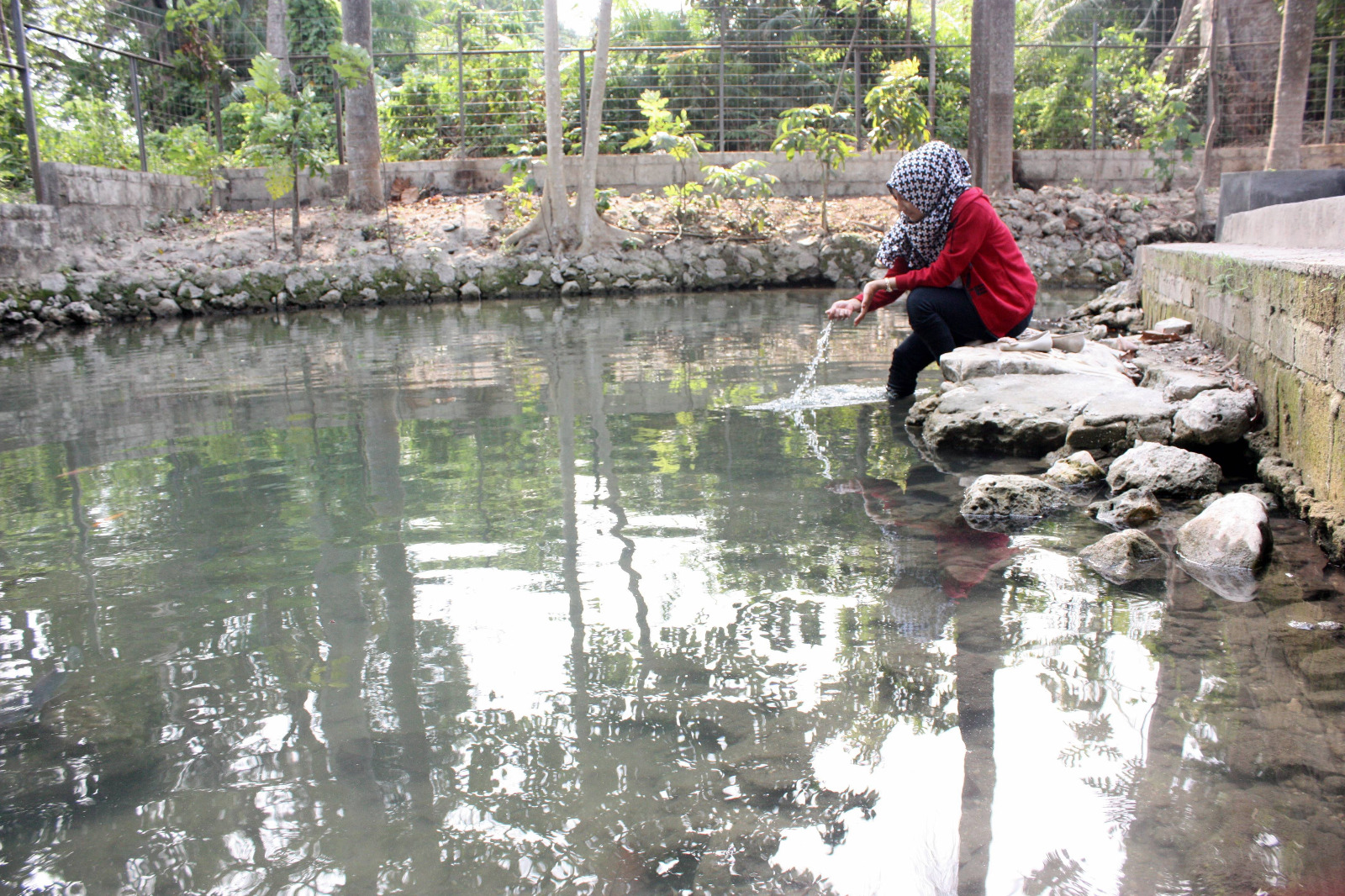 Sendang wanawisata Joko Tarup di Desa Sumberagung, Kecamatan Plumpang, Kabupaten Tuban, Jawa Timur.
