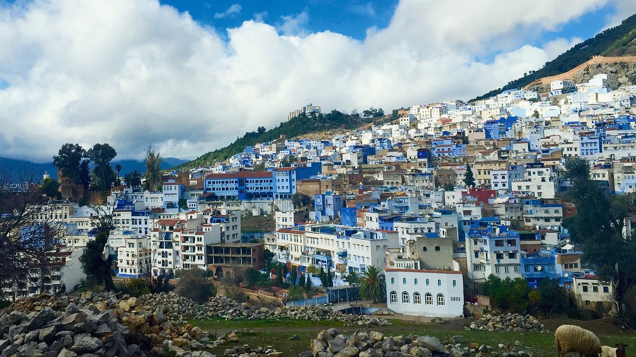 Foto Chefchaouen Maroko, yang dikenal dengan sebutan kota biru.