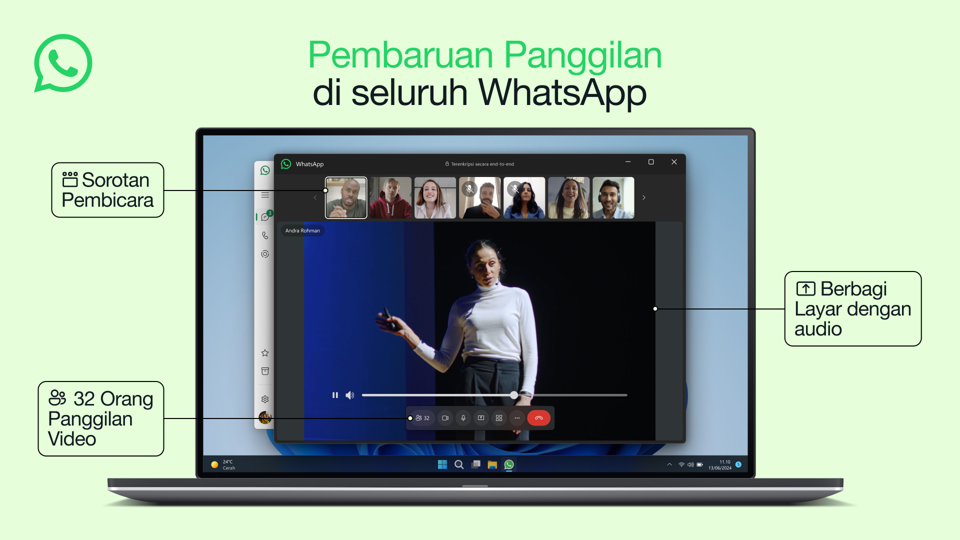 Tampilan video call WhatsApp mirip seperti zoom.