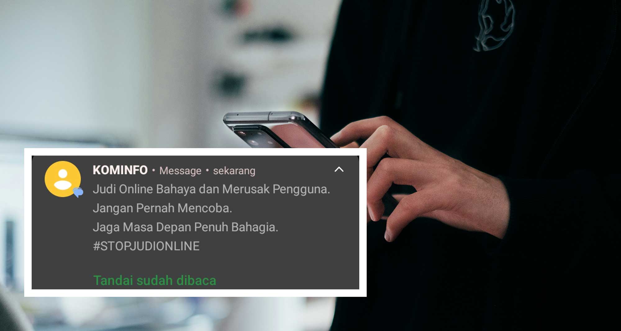 SMS Blast dari Kominfo tentang bahaya judi online.