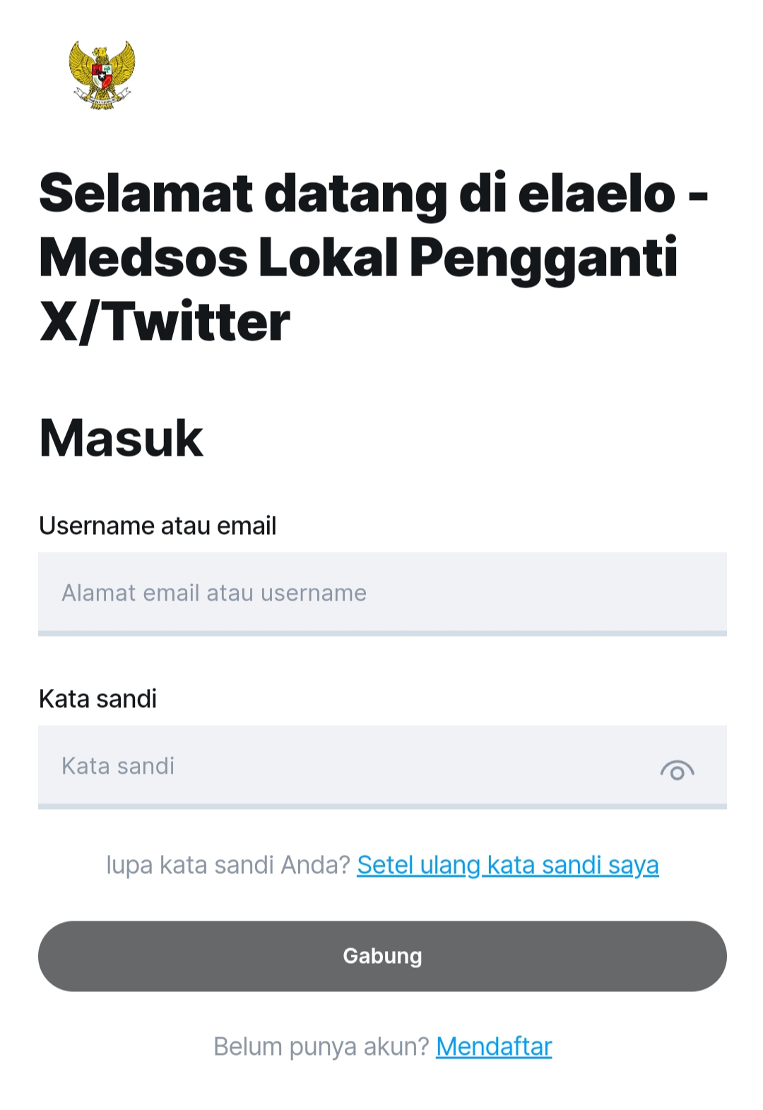 Antarmuka media sosial baru elaelo.id yang disebut mirip dengan X.