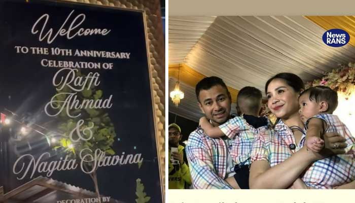 Raffi Ahmad dan Nagita Slavina merayakan 10 tahun pernikahan di Rans Nusantara Hebat, BSD, Tangerang Selatan, Sabtu malam (19/10).