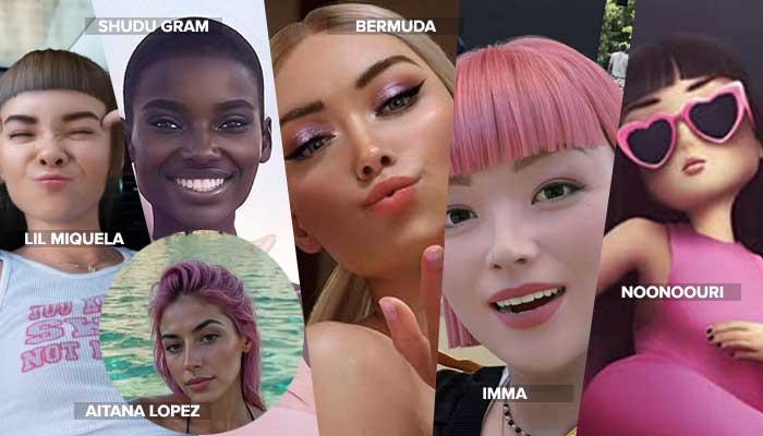 Model virtual influencer AI yang viral di media sosial.