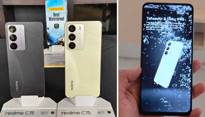 Fitur utama Realme C75 adalah sertifikasi IP66, IP68, dan IP69, yang menjamin ponsel ini miliki ketahanan luar biasa terhadap debu dan air.
