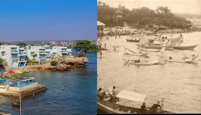 Foto kanan, Tanjung Kodok sekarang yang dikenal dengan WBL, dan foto kiri, Tanjung Kodok pada 2019.