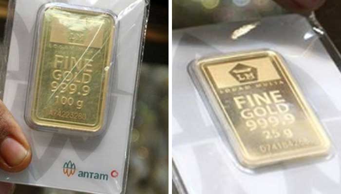 Harga emas antam menjelang penutupan tahun terpantau mengalami penurunan.