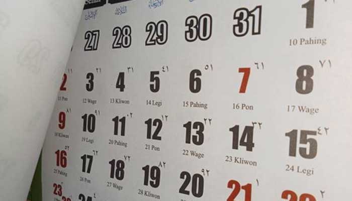 Kalender Jawa yang hingga sekarang masih digunakan sebagai acuan cara hitung weton. Foto adalah ilustrasi.