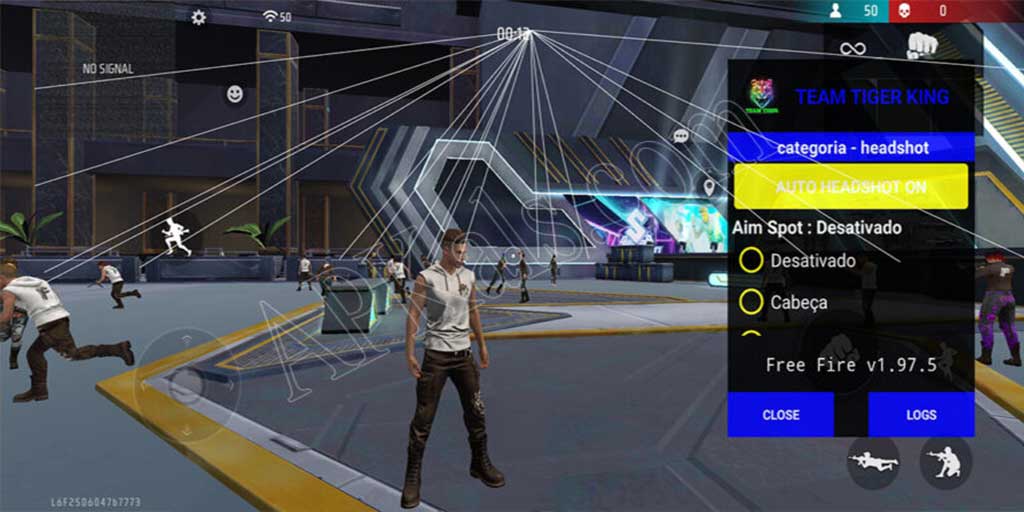 Tangkapan layar dari mod menu Free Fire Team Tiger King APK.