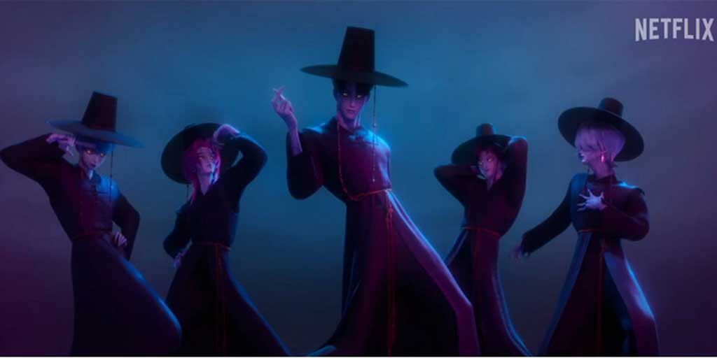Boy group iblis Saja Boys di KPop Demon Hunters.